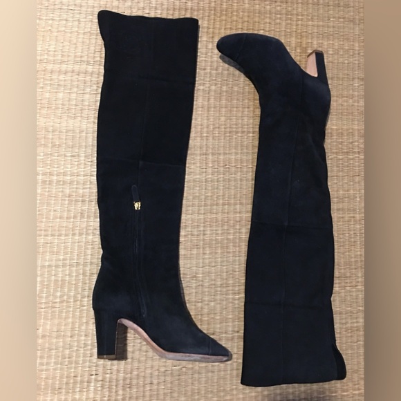 Authentic Chanel Black Suede Over-the knee Riding Boots - Size 38 (US 7 - 7.5) - Picture 7 of 12